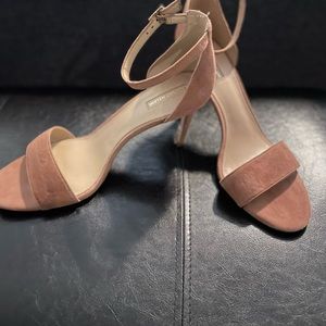 Blush Pink Barely There heels |Antonio Melani| pink heels| suede heels| open toe